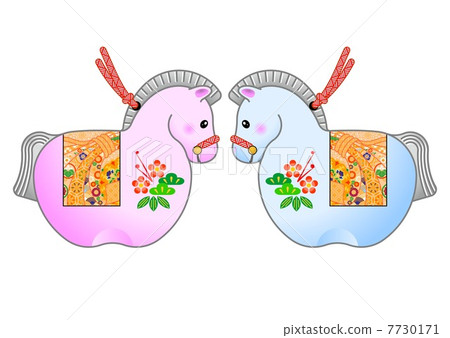 New year's card material horse couple 7730171