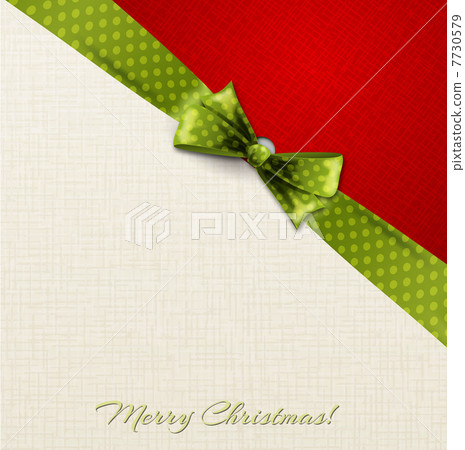 Holiday red background with green polka dot bow Holiday red background with green polka dot bow 7730579