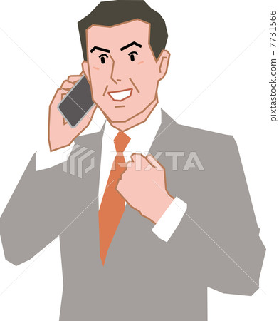 一名50歲的上班族在移動電話上交談 7731566