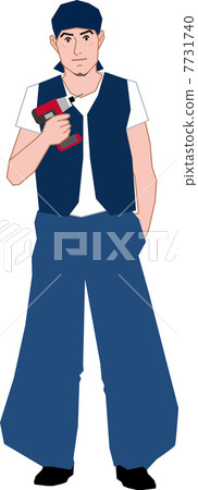 用電鑽笑的現場工作人員 用電鑽笑的現場工作人員 7731740