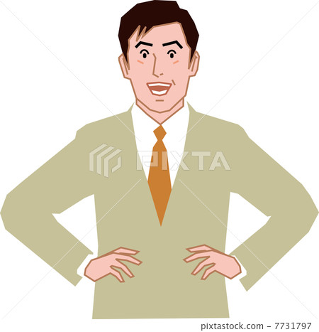一名40歲的上班族用手背著笑著 一名40歲的上班族用手背著笑著 7731797