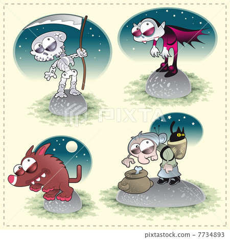 Horror Family with Background. 7734893