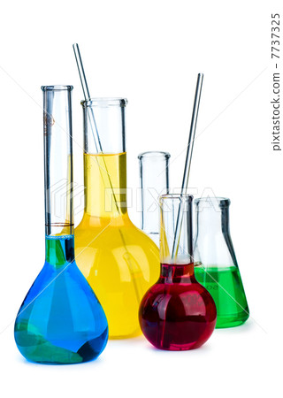 Five flasks with different chemical agents Five flasks with different chemical agents 7737325