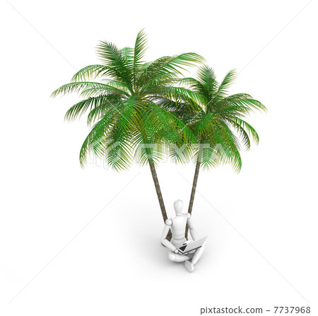 The person works on a vacation. 7737968