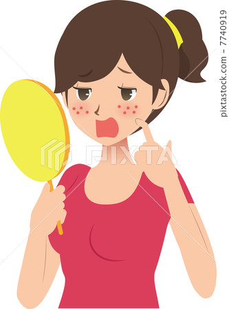 女性患有痤瘡 7740919