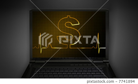 dollar sign theme is display on laptop screen dollar sign theme is display on laptop screen 7741894