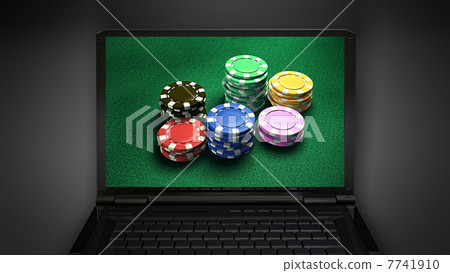 gambling chip is display on laptop screen 7741910