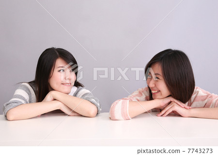 Happy young female looking at copyspace 7743273