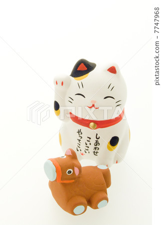 Lucky Cat Hanax明信片模板新年的卡片材料 7747968