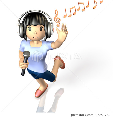 3D rendering image depicting a female singing happily 7751782