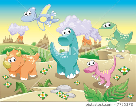Dinosaurs Family with background. 7755378
