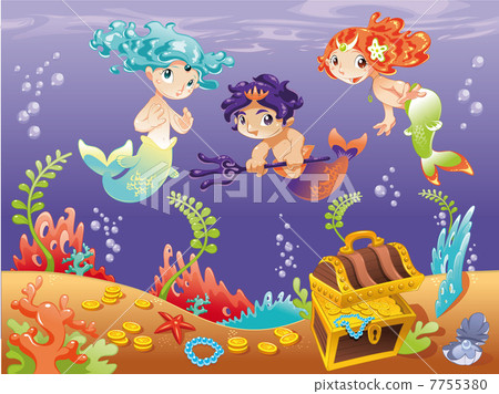 Baby Sirens and Baby Triton with background. Baby Sirens and Baby Triton with background. 7755380