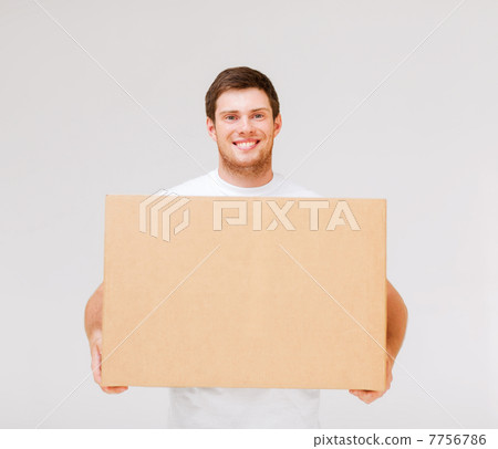 smiling man carrying carton box smiling man carrying carton box 7756786