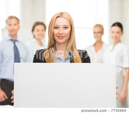 businesswoman with white blank board businesswoman with white blank board 7756969