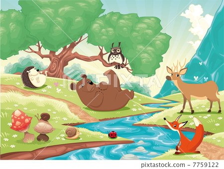 Animals in the wood. 7759122