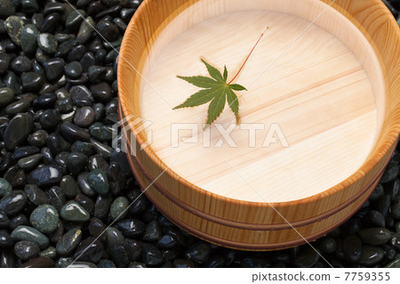Momiji floating in a tub on a cobblestone 7759355