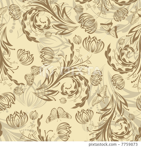 Seamless vector floral pattern - Stock Illustration [7759873] - PIXTA