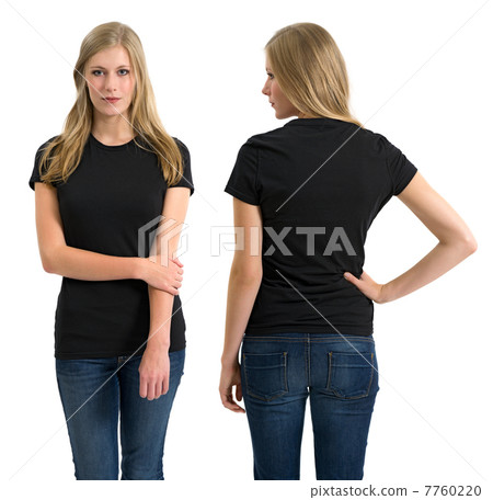 Female with blank black shirt and long hair Female with blank black shirt and long hair 7760220