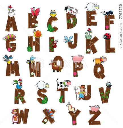 Alphabet with animals and farmers. 7763750