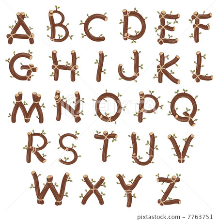 Alphabet with branches and leaves. 7763751