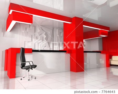 Red reception in modern hotel 7764643