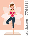 Beautiful lady doing a Yoga Tree Pose Beautiful lady doing a Yoga Tree Pose 7764814