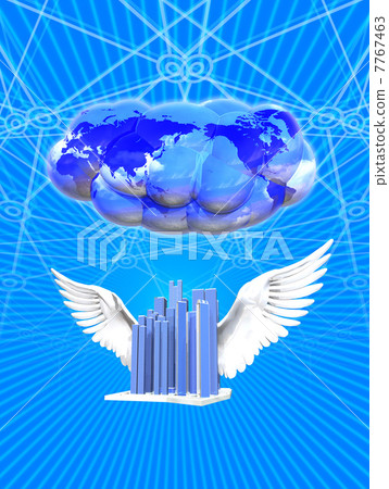 建設有翅膀和雲計算的街道 建設有翅膀和雲計算的街道 7767463
