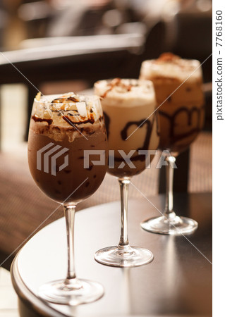 cold fresh ice coffee with chocolate close up 7768160