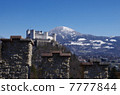 Snow mountain background of Hohensalzburg Castle 7777844