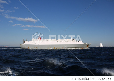 Scenery of a cargo ship sailing in Tokyo Bay 7783233