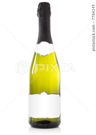 Bottle of champagne with white label Bottle of champagne with white label 7784145