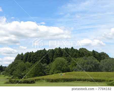 Showa no Mori sun open space in which the blue clouds look good in the blue sky Showa no Mori sun open space in which the blue clouds look good in the blue sky 7784182