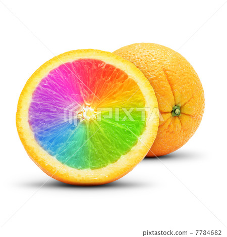 Conceptual orange composition. Isolated on white background. 7784682