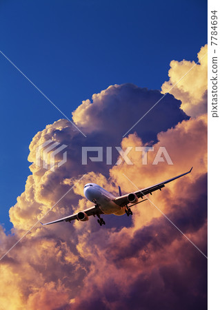 Jet aircraft in flight. Vertical composition. Jet aircraft in flight. Vertical composition. 7784694