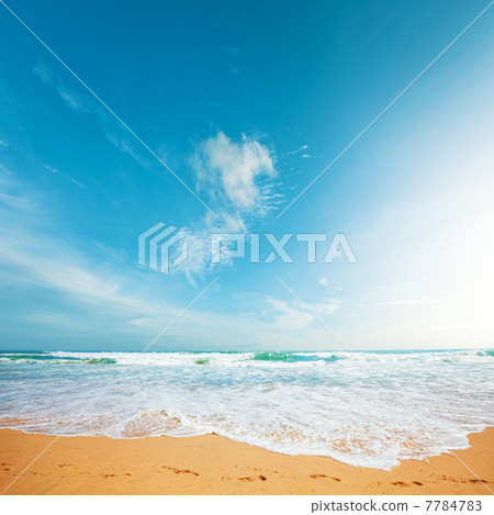 Tropical beach in sunny day. Square composition. 7784783