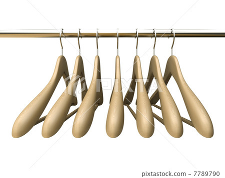 Seven wood hangers isolated on the white background 7789790