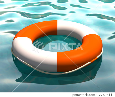 Red and white lifebuoy in water Red and white lifebuoy in water 7789811