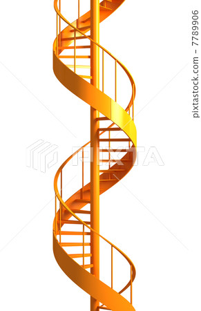 Orange spiral staircase isolated on white background 7789906