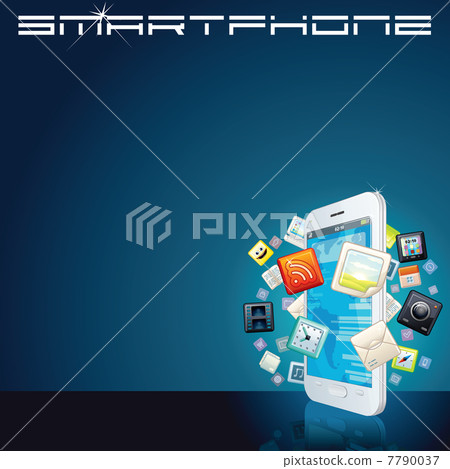 White Smartphone with App Icons. Background 7790037