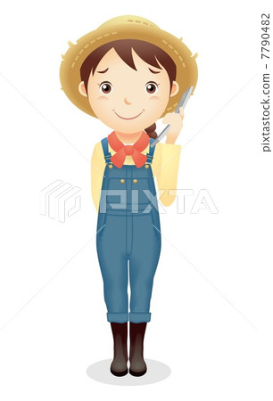Women's straw hat illustration Women's straw hat illustration 7790482