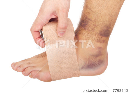 Bandaging a sprained ankle Bandaging a sprained ankle 7792243
