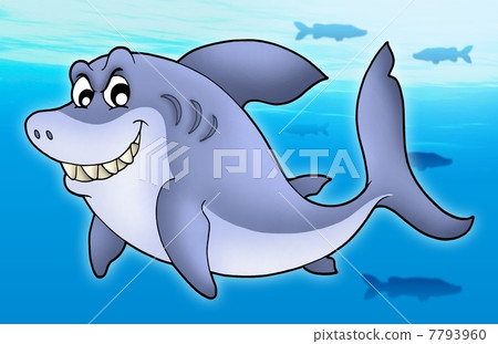 Smiling cartoon shark 7793960