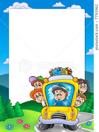 Frame with school bus 7793962