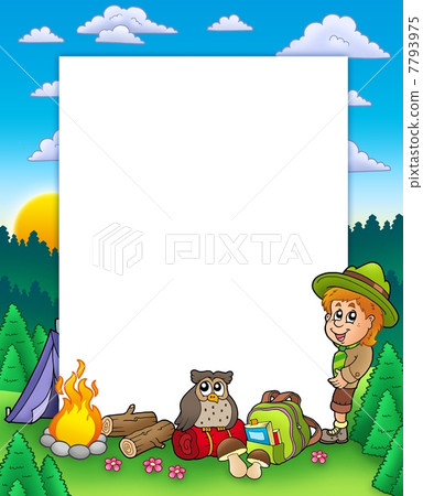 Summer frame with boy scout Summer frame with boy scout 7793975