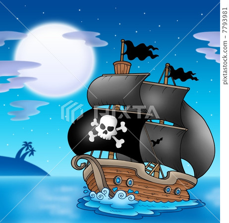 Pirate sailboat with Moon 7793981