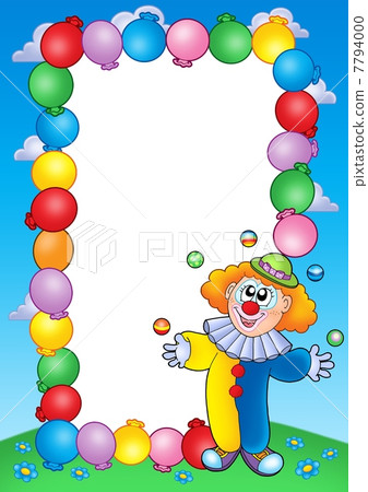 Party invitation frame with clown 4 7794000