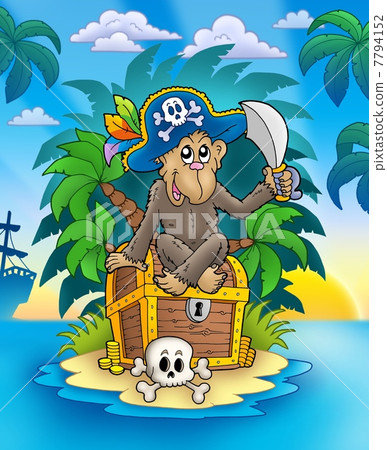 Pirate monkey on treasure island Pirate monkey on treasure island 7794152