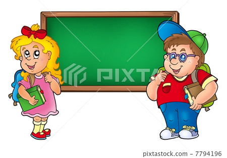 Children with chalkboard 1 7794196