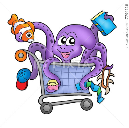 Octopus and shopping cart Octopus and shopping cart 7794216