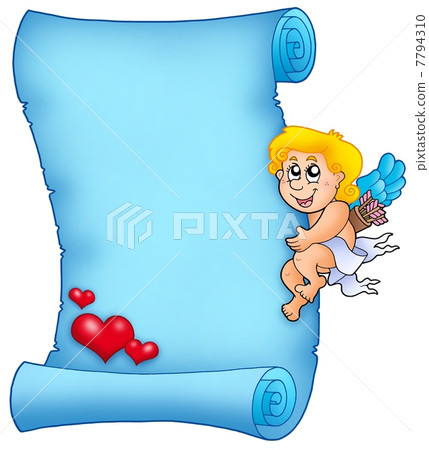 Cupid holding Velentine parchment Cupid holding Velentine parchment 7794310